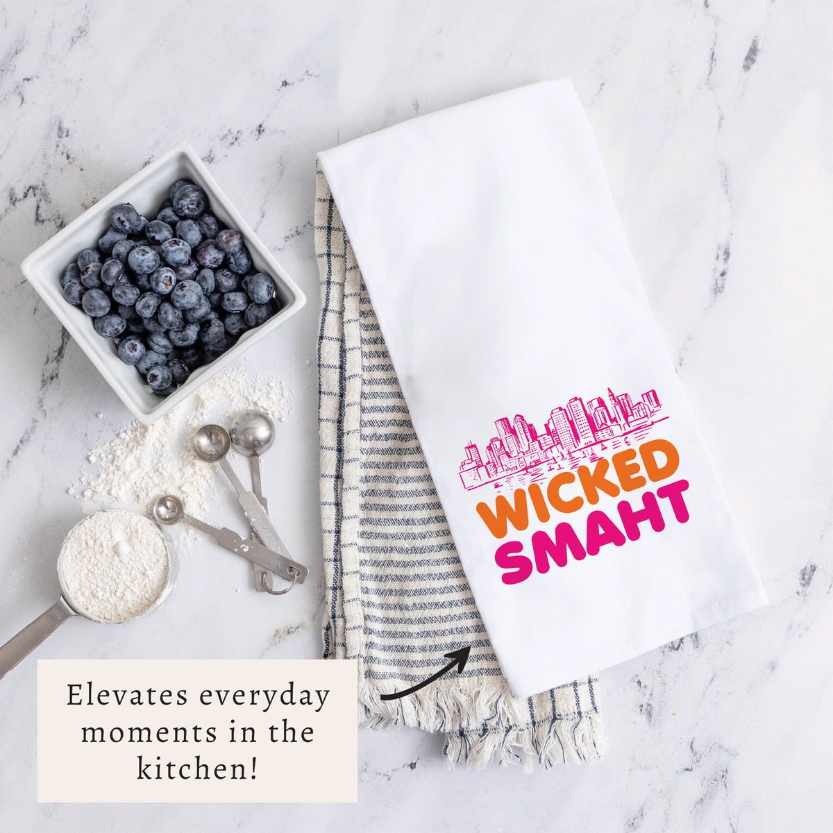 Boston Wicked Smaht Orange And Pink Tea Towel
