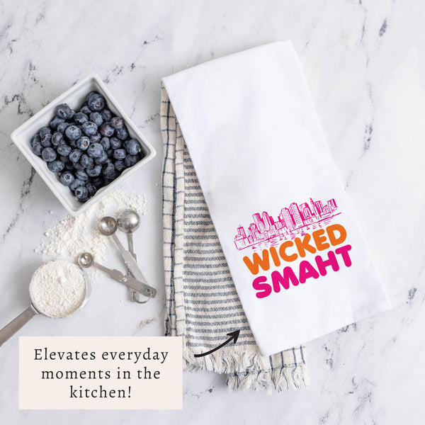 Boston Wicked Smaht Orange And Pink Tea Towel