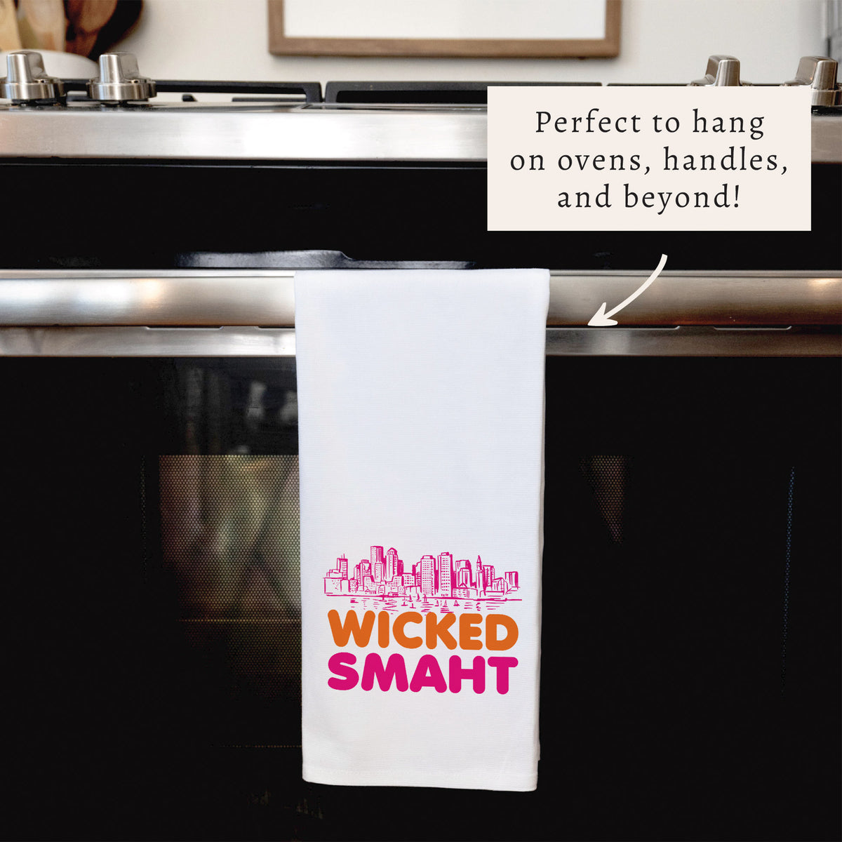 Boston Wicked Smaht Orange And Pink Tea Towel