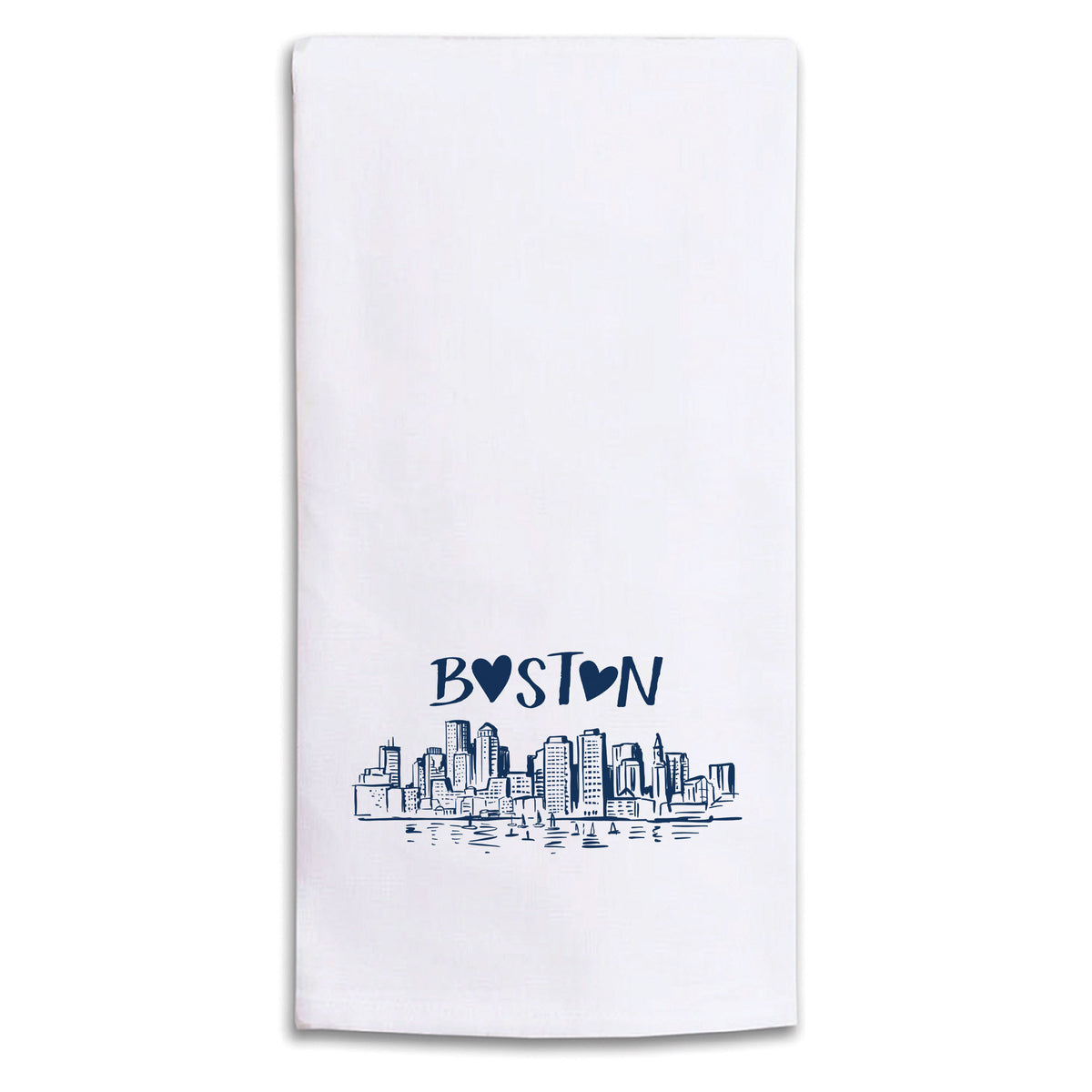 Boston Heart Skyline Tea Towel