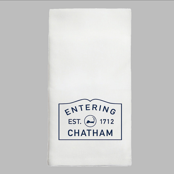 Entering Cape Cod White/Navy Tea Towel