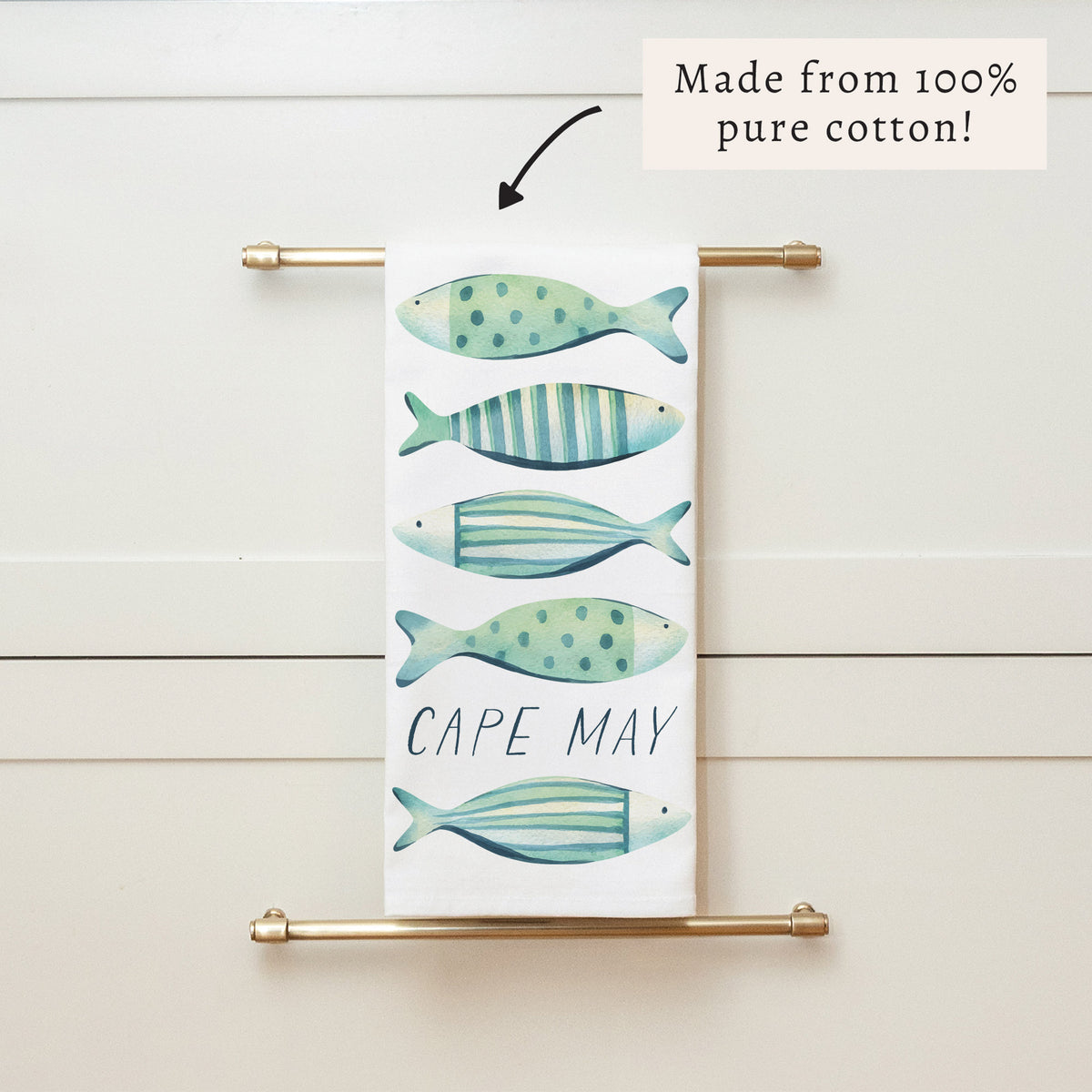 Coastal Fish Personalized Tea Towel