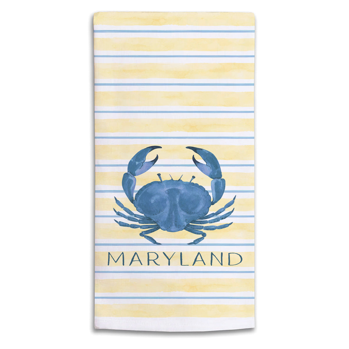 Blue Crab Stripe Personalized Tea Towel
