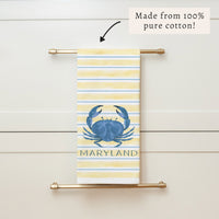 Blue Crab Stripe Personalized Tea Towel