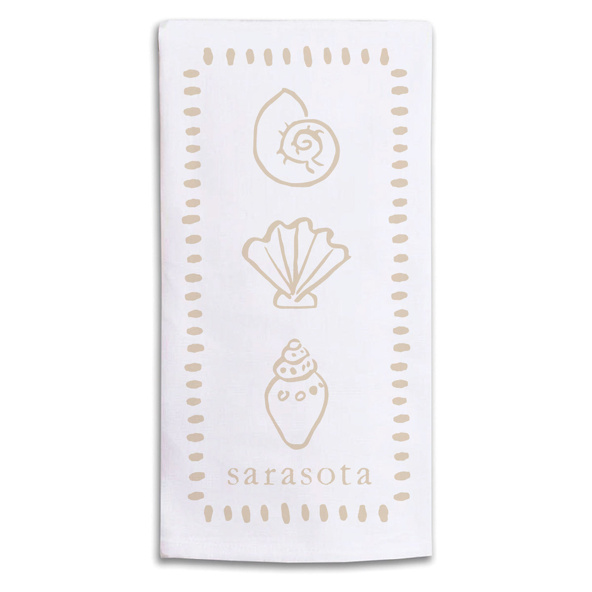 Neutral Shells Personalized Tea Towel