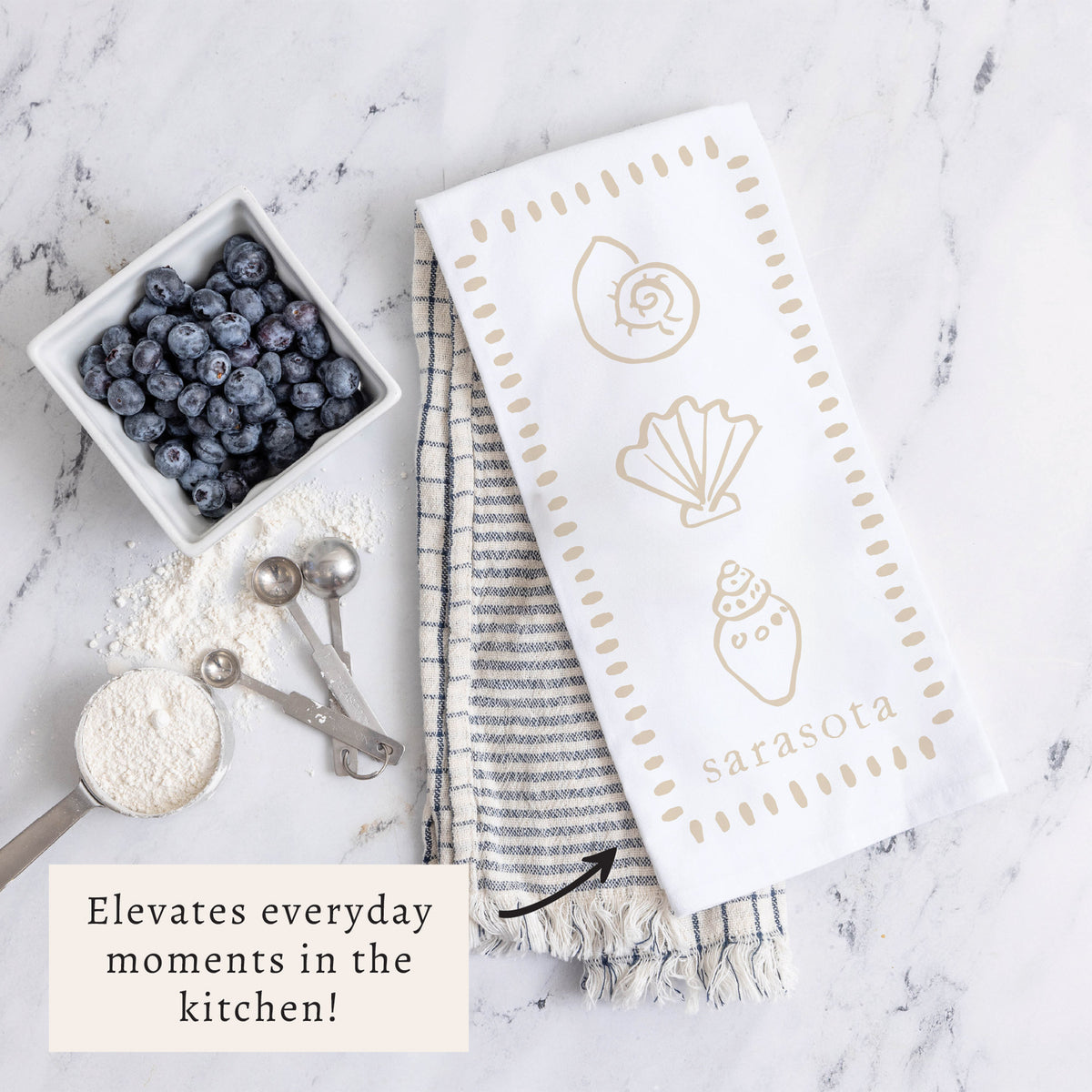 Neutral Shells Personalized Tea Towel