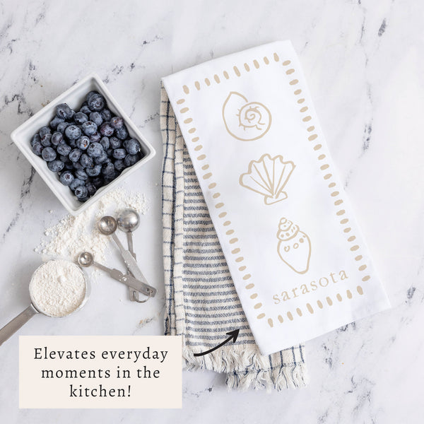 Neutral Shells Personalized Tea Towel