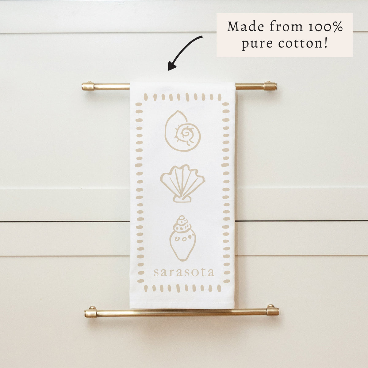 Neutral Shells Personalized Tea Towel