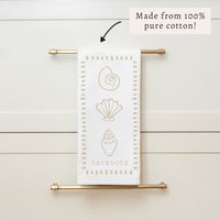 Neutral Shells Personalized Tea Towel