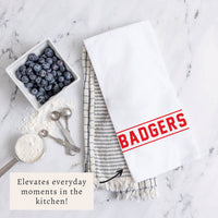 Collegiate Stripe Red Personalized Tea Towel