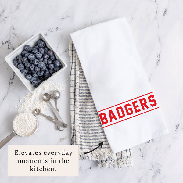 Collegiate Stripe Red Personalized Tea Towel