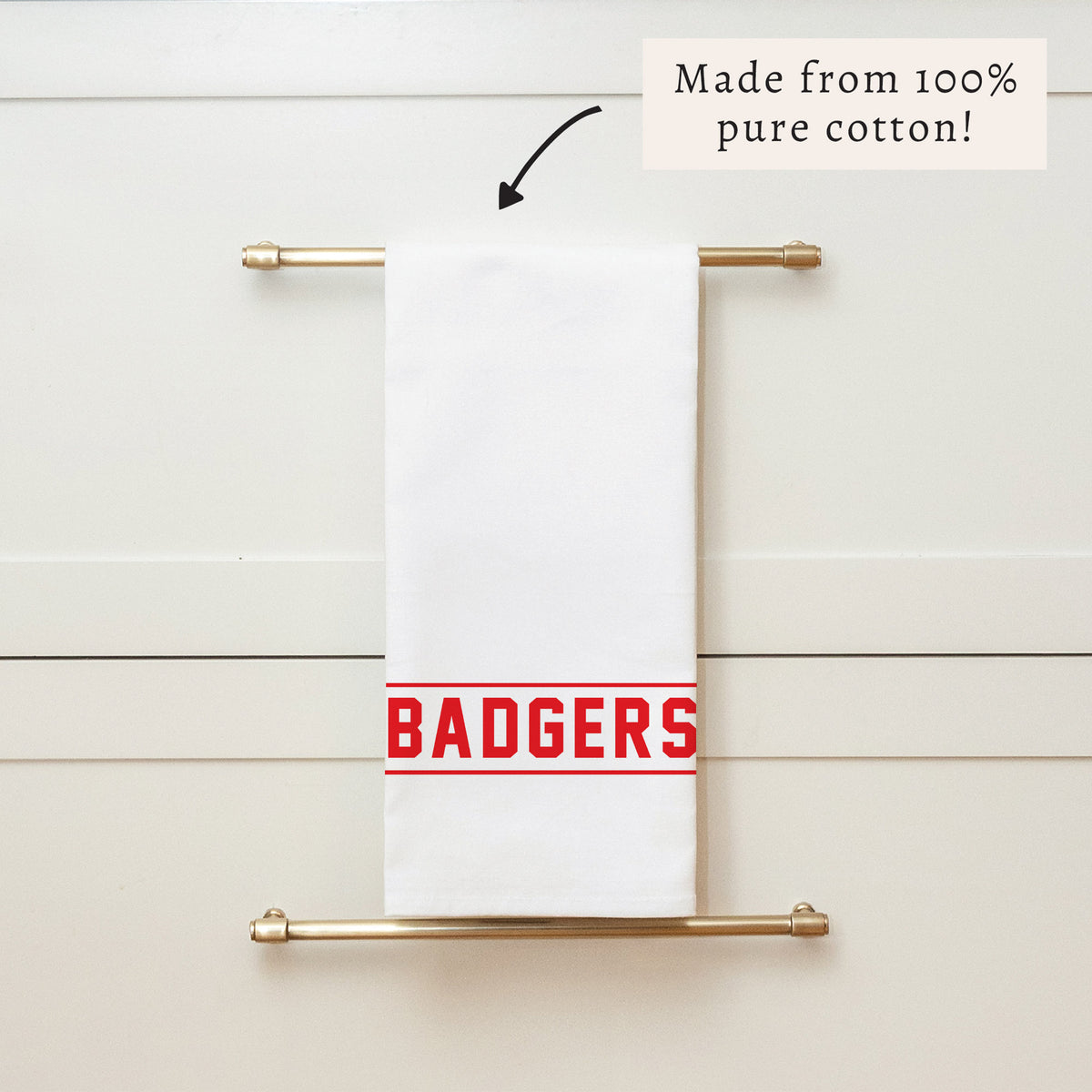 Collegiate Stripe Red Personalized Tea Towel