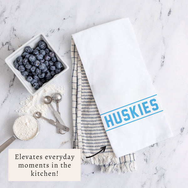 Collegiate Stripe Light Blue Personalized Tea Towel