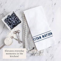 Collegiate Stripe Navy Personalized Tea Towel