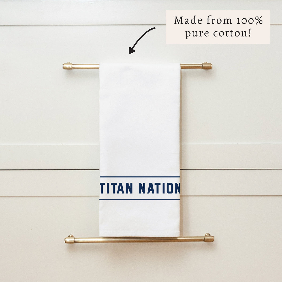 Collegiate Stripe Navy Personalized Tea Towel