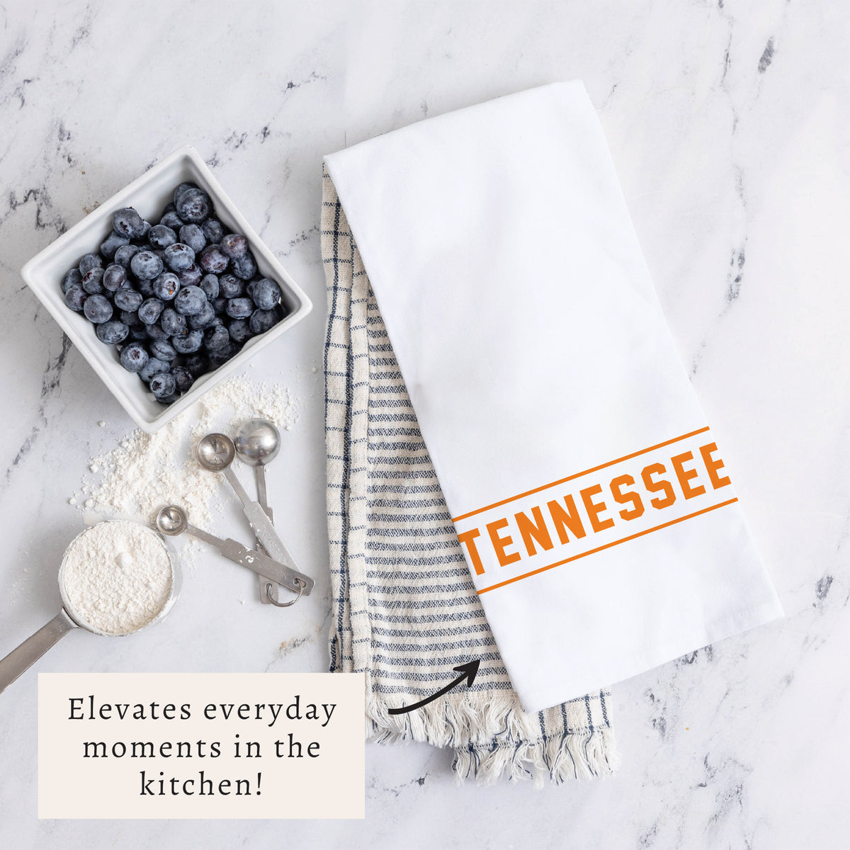 Collegiate Stripe Orange Personalized Tea Towel