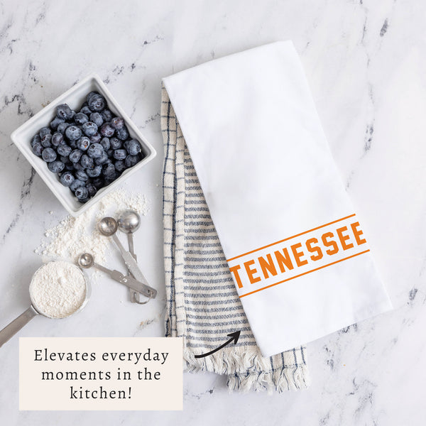 Collegiate Stripe Orange Personalized Tea Towel