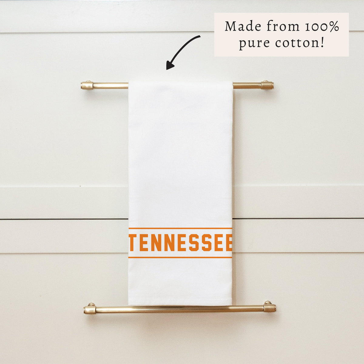 Collegiate Stripe Orange Personalized Tea Towel