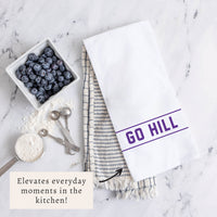 Collegiate Stripe Purple Personalized Tea Towel