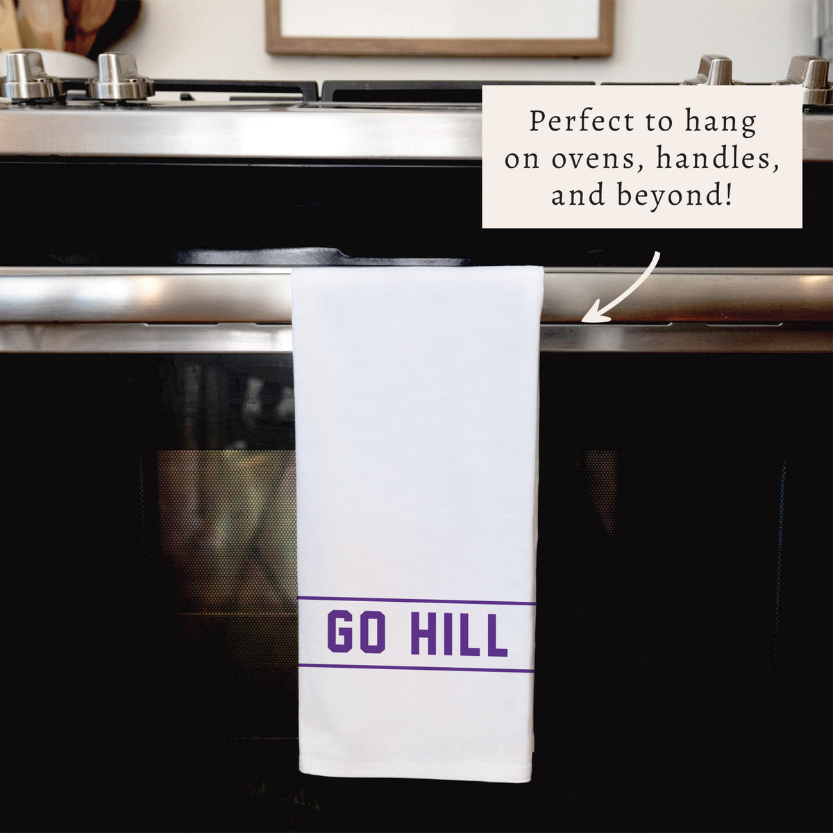 Collegiate Stripe Purple Personalized Tea Towel
