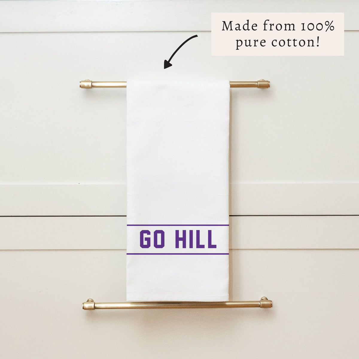 Collegiate Stripe Purple Personalized Tea Towel