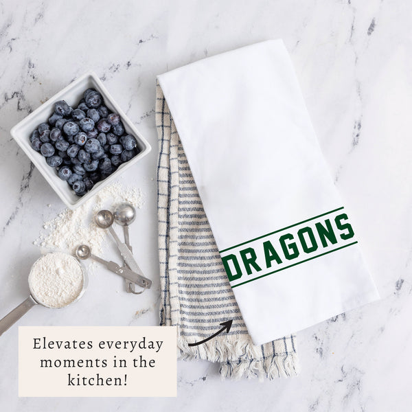 Collegiate Stripe Green Personalized Tea Towel