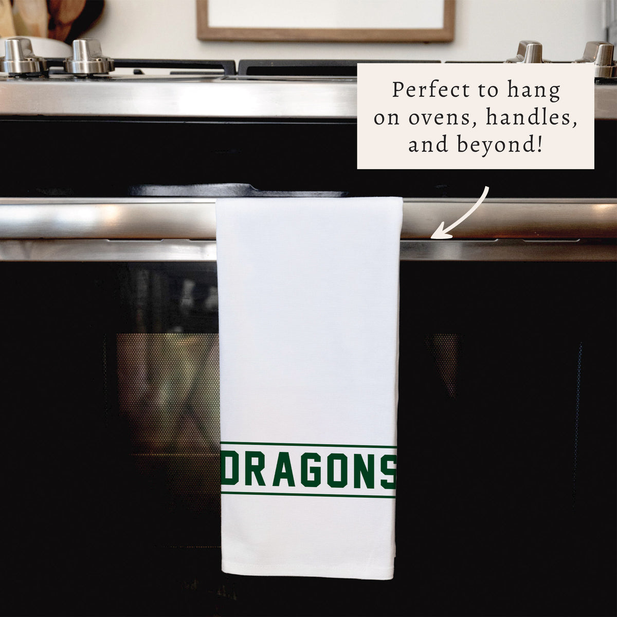 Collegiate Stripe Green Personalized Tea Towel