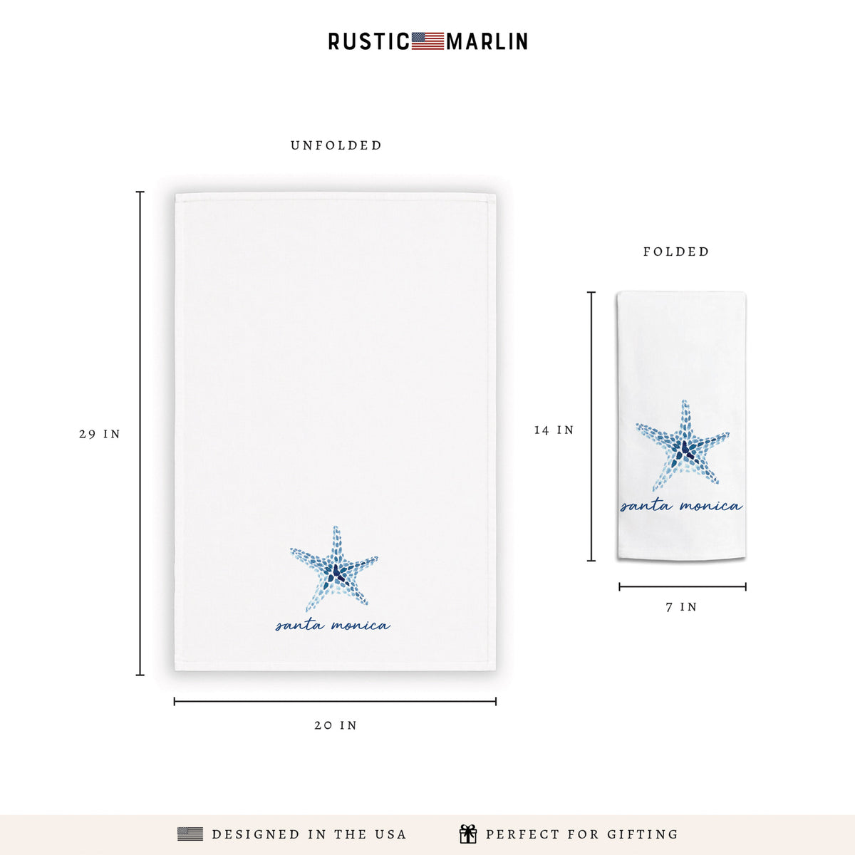 Blue Starfish Personalized Tea Towel