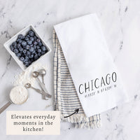 Hometown Coordinates Personalized Tea Towel