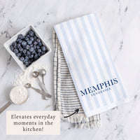 Light Blue Stripe Personalized Tea Towel