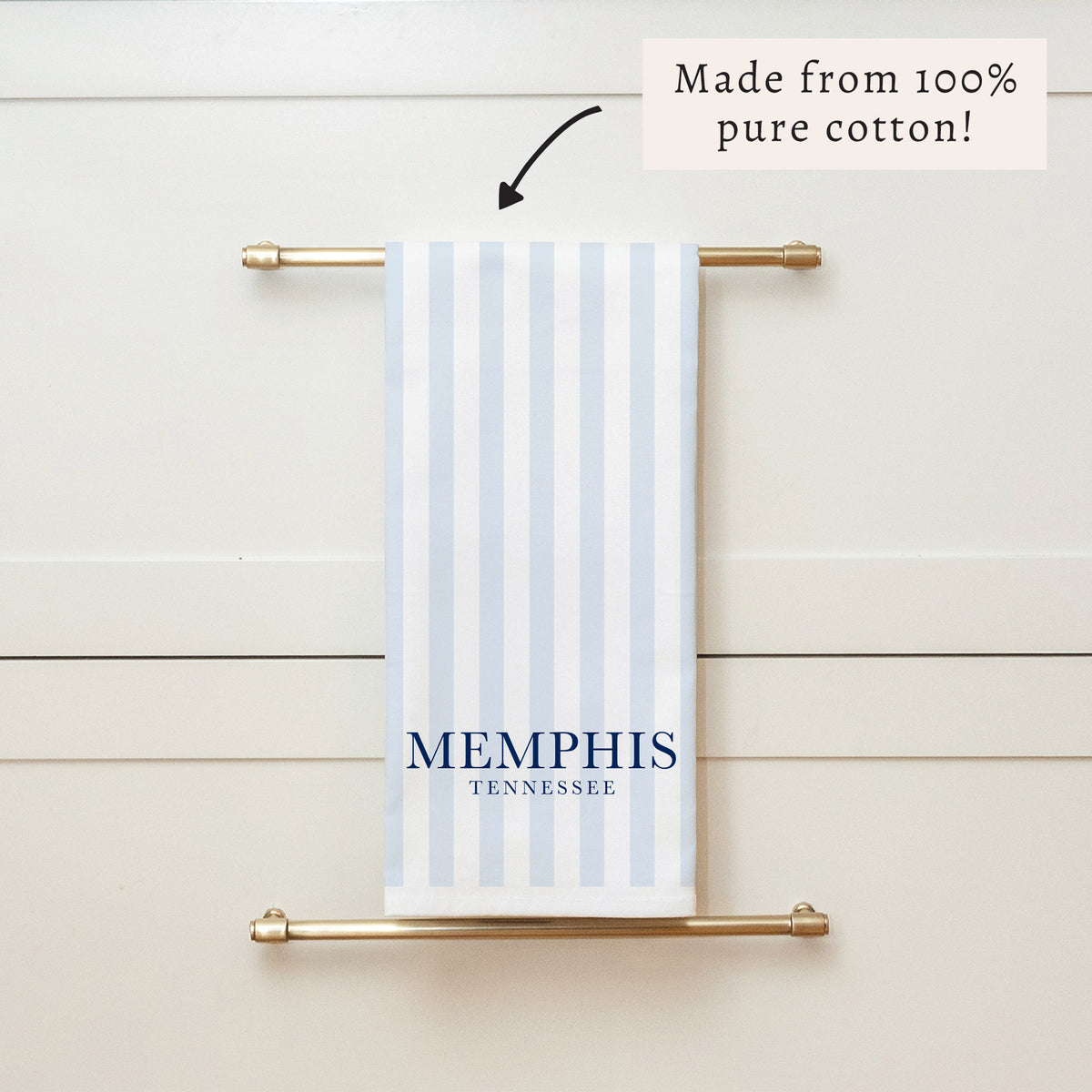 Light Blue Stripe Personalized Tea Towel