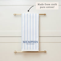 Light Blue Stripe Personalized Tea Towel