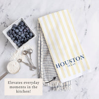 Yellow Stripe Personalized Tea Towel