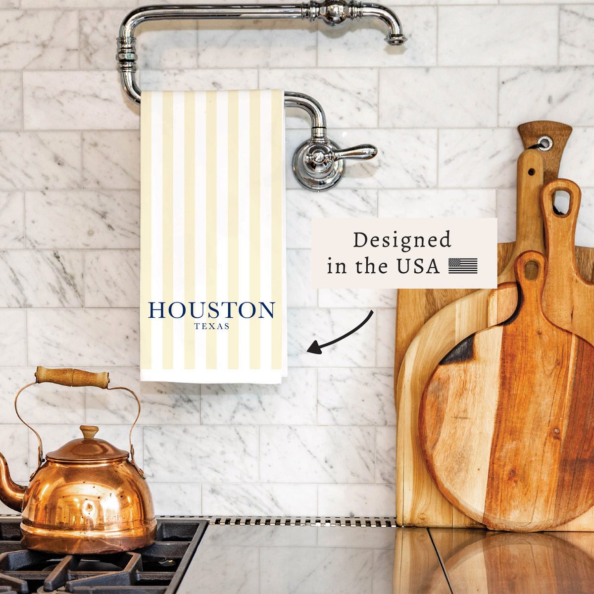 Yellow Stripe Personalized Tea Towel