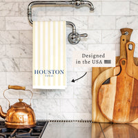 Yellow Stripe Personalized Tea Towel