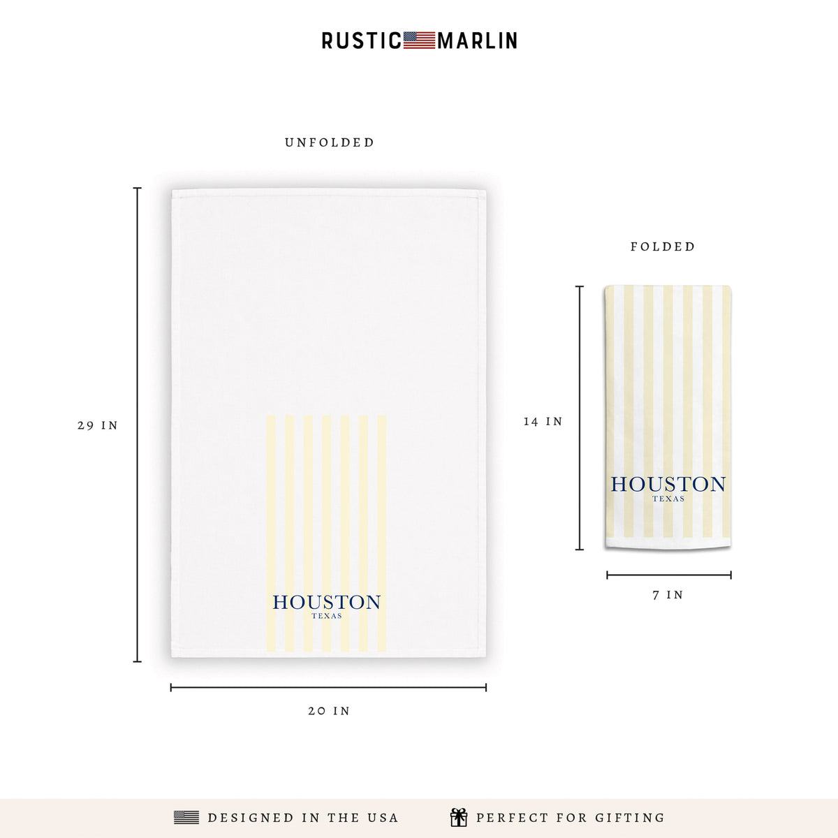 Yellow Stripe Personalized Tea Towel