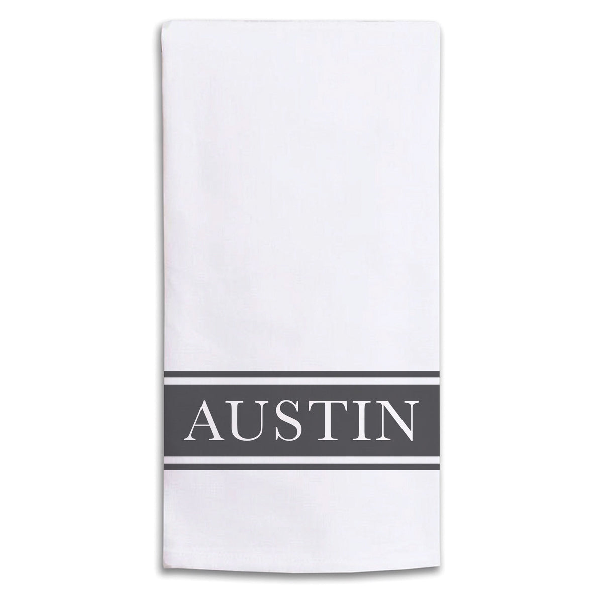 Charcoal Stripe Personalized Tea Towel