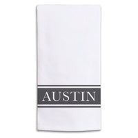 Charcoal Stripe Personalized Tea Towel