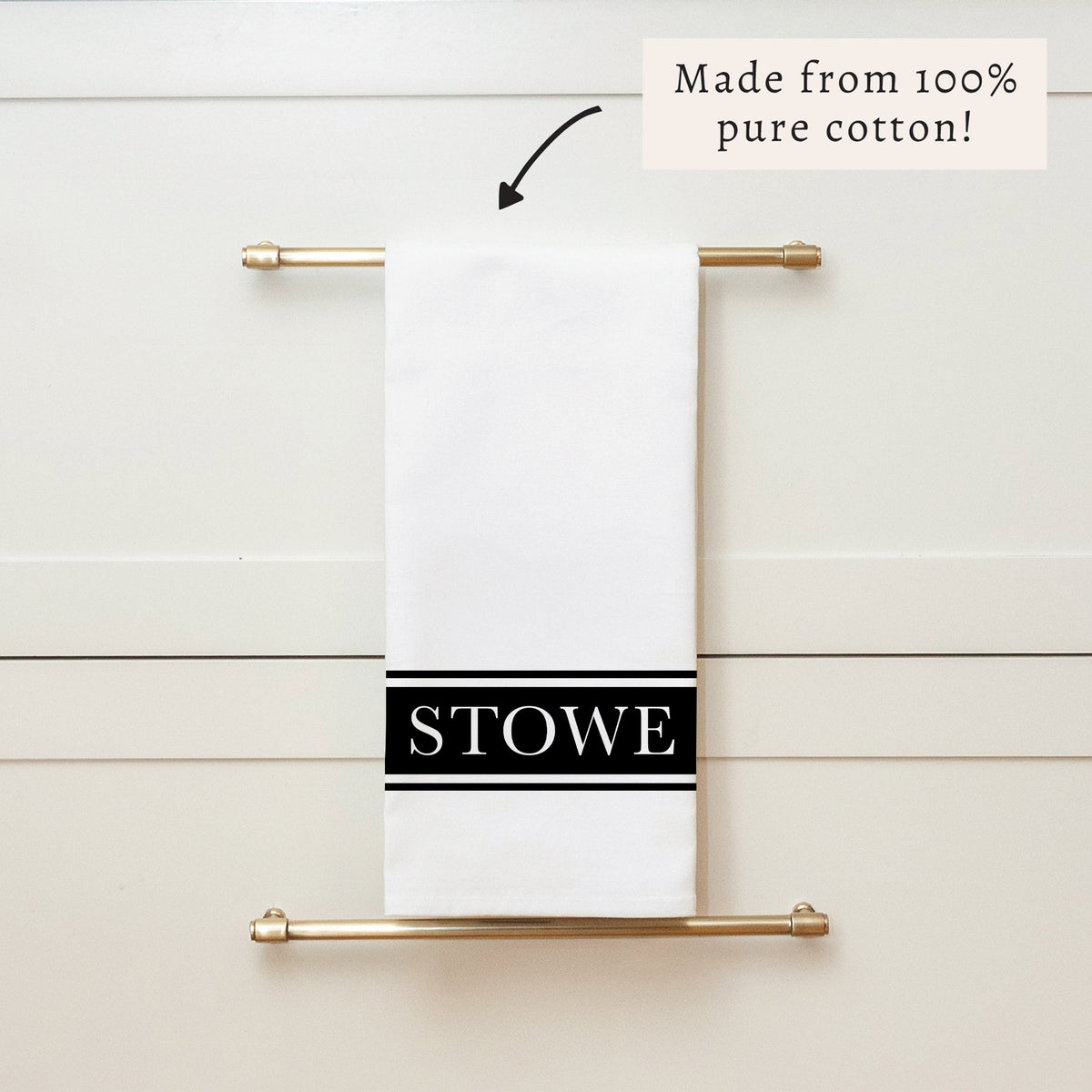 Black Stripe Personalized Tea Towel