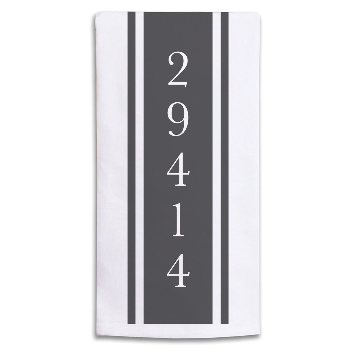 Stripe Zip Code Personalized Tea Towel