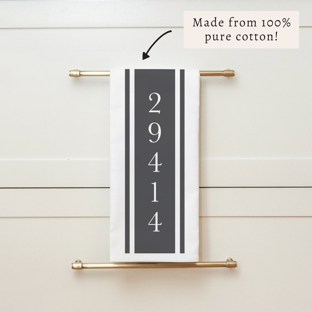Stripe Zip Code Personalized Tea Towel