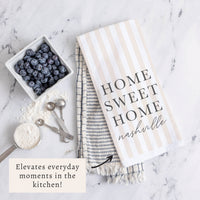 Home Sweet Home Striped Personalized Tea Towel