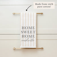 Home Sweet Home Striped Personalized Tea Towel