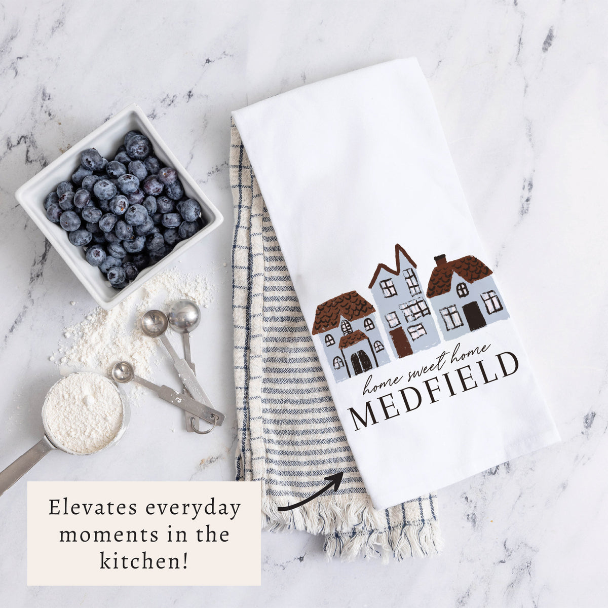 Hometown Village Personalized Tea Towel