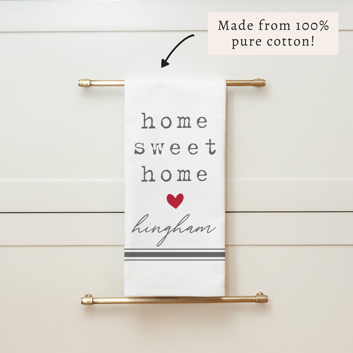 Home Sweet Home Heart Personalized Tea Towel