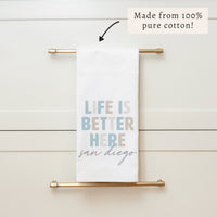 Life Is Better Here Personalized Tea Towel