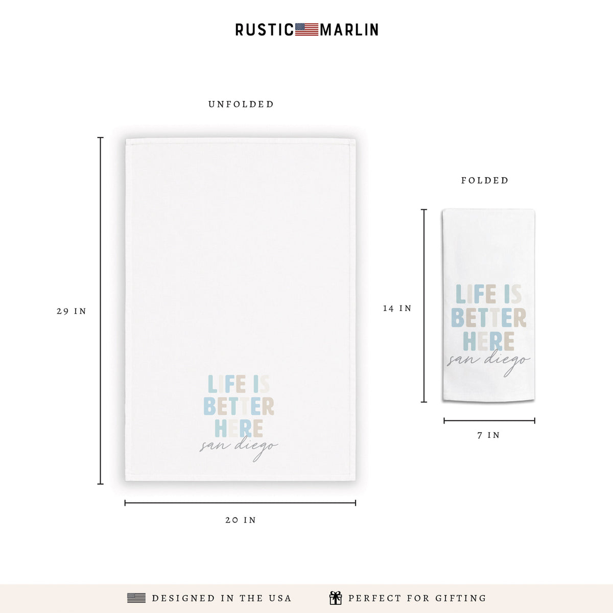Life Is Better Here Personalized Tea Towel