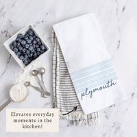Blue Stripes Personalized Tea Towel