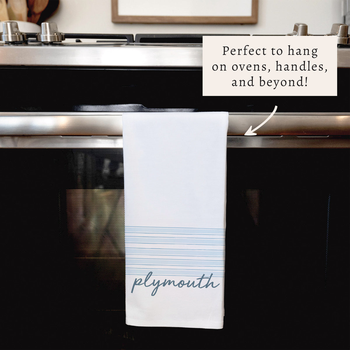 Blue Stripes Personalized Tea Towel