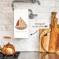 Fall Sailboat Personalized Tea Towel